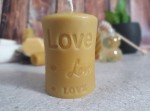 Świeca, świeczka z wosku  pszczelego - walec LOVE